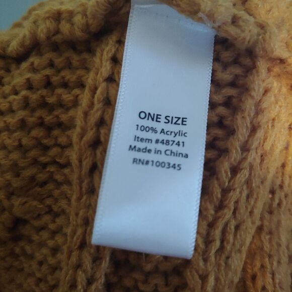 Mustard Yellow Cable Knit Infinity Scarf - Picture 3 of 3